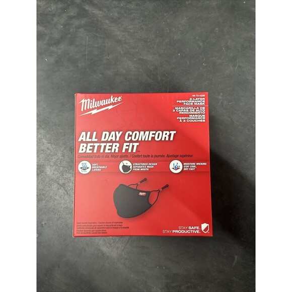 10 PACK Milwaukee 48-73-4239 Large/X-Large Black Reusable Performance Face Mask - Picture 4 of 5